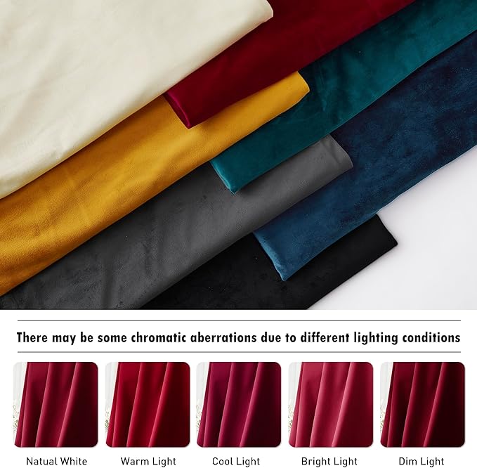 RYB HOME Red Velvet Curtains for Theater - Light & Heat Block Back Tabs Window Treatment Energy Efficient Drapes for Hotel Villa Living Room, Ruby Red, W52 x L108 inches, 2 Panels