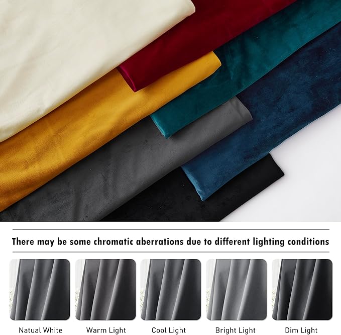 RYB HOME Grey Velvet Curtains 102 inches, Back Tab Soft Fabric Room Darkening Thermal Insulated Luxurious Home Decor Curtains for Living Room Bedroom, W 52" x L 102", 2 Panels Set