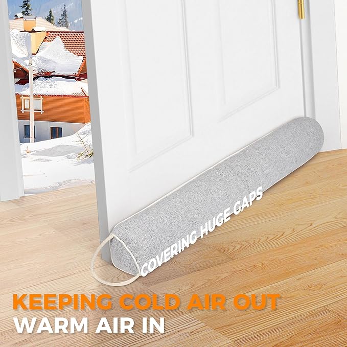 TORRAMI Under Door Draft Stoppers 38 Inch, Heavy Triangle Stop Draft Block Cold Air/Wind/Breeze Noise Blocker Door Sweeps Weather Stripping Bottom Seal Light Gray
