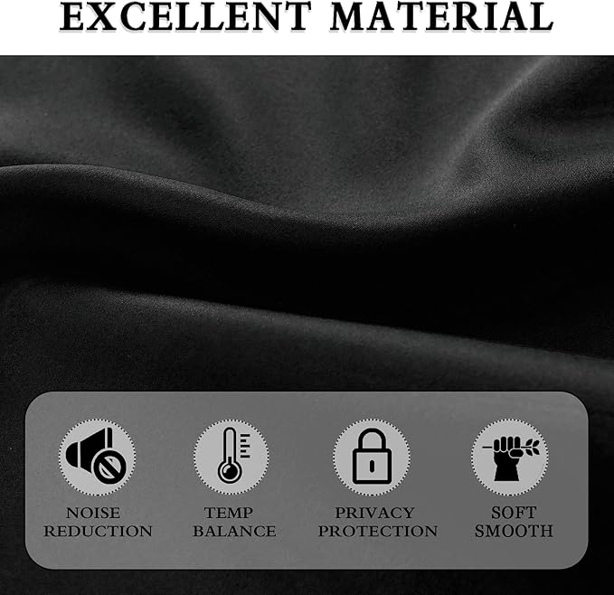 DONREN 99 Percent Blackout Curtain Panels for Bedroom - 72 Inch Length Thermal Insulating Blackout Rod Pocket Drapes for Small Windows (42 x 72 Inches,Set of 2 Panels,Black)