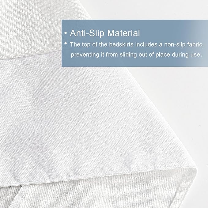 HIG Queen Bed Skirt - Easy Fit Scallop Edge Pleated Bedskirts With Spilt Coner, 12 Inch Drop Anti-Slip Dust Ruffle, Thick Fabric for Enhanced Privacy, Pre-Washed for Long-Lasting Use, Machine Washable