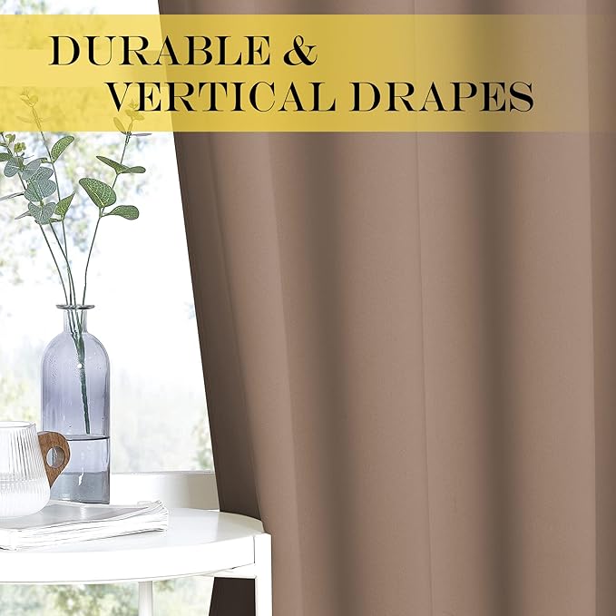 NICETOWN Thermal Blackout Curtain & Drape - Grommet Room Darkening Window Treatment Sound Reducing Light Blocking for Kitchen/Cafe (1 Panel, W66 x L54, Cappuccino)