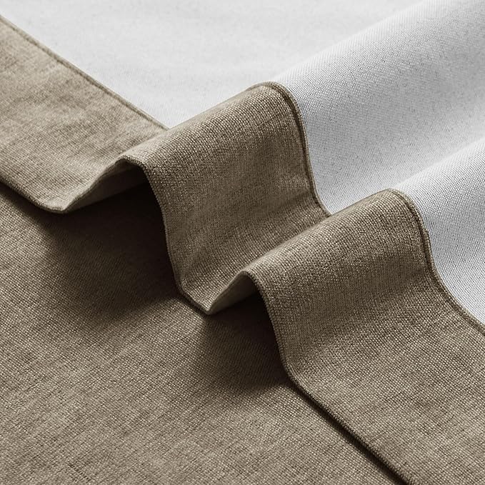 Macochico 100% Blackout Curtains Thermal Insulated Noise Reducing Chenille Curtains for Hotel Auditorium Bedroom Living Room Grommet Palm Curtains with Tieback Classic 52" Wx84 L 1 Panel