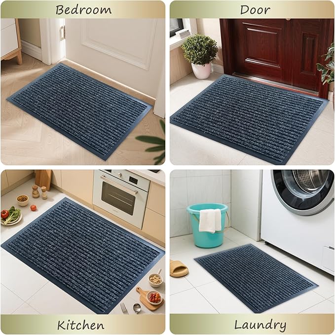 Front Door Mat,3'x6'Indoor Outdoor Door Mat,Heavy Duty Durable Welcome,Commercial Floor Mats Inside Outside Entrance, Waterproof All-Season, All-Weather Non Slip Backing Doormat for Entryway,Black