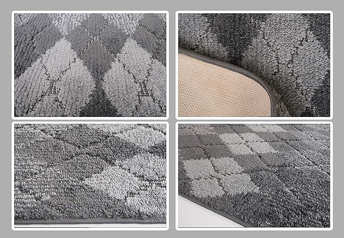 Custom Length Hallway Runner Rug,Slip Resistant,Squares Anthracite, 26 Inch X 23 feet, Sold and Priced Per Foot