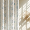 100% Boho Blackout Curtains 90 Inches Long for Bedroom, Blue on Beige Patterned Bohemian Curtains for Living Room, Geometric Striped Thermal Insulated Window Drapes Gromment Top 2 Panels
