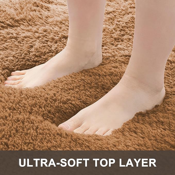 OLANLY 2x3 Machine Washable Small Bedside Rug, Soft Fluffy Shaggy Entryway Throw Rugs for Bedroom, Living Room, Indoor Floor Carpet for Kids Girls and Boys, Nursery Rooms, Home Decor Aesthetic, Khaki