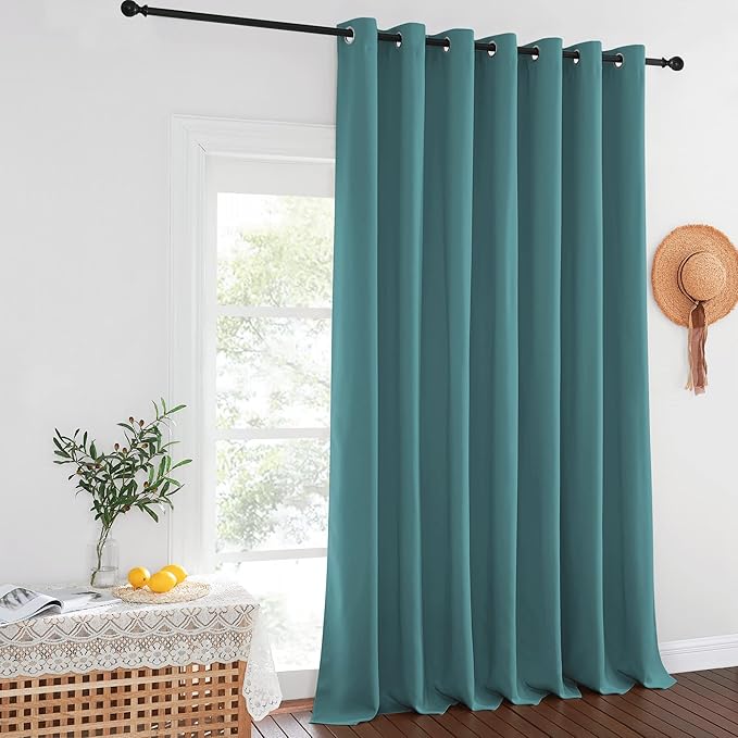 NICETOWN Sea Teal Blackout Curtains for Bedroom/Living Room 132 Inch Length - Thermal Insulated Room Darkening Grommet Top Window Curtains (100 by 132 - Inch, 1 Panel)
