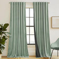 RYB HOME Mint Green Velvet Curtains 90 inches Long, Room Darkening, Floor-Length, Coastal Style Back Tab Velvet Drapes for Nursery Living Room Office, 52" W x L90 L, Auqa