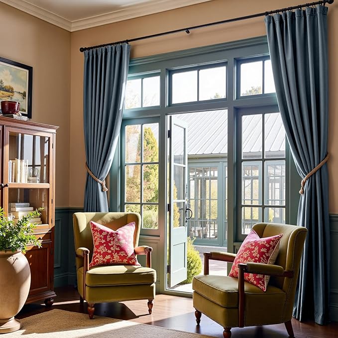 Lazzzy Velvet Blackout Curtains Thermal Insulated Room Window Drapes Super Soft Luxury Curtains for Living Room Bedroom Rod Pocket 2 Panels, Dark Slate, 42" W x 120" L