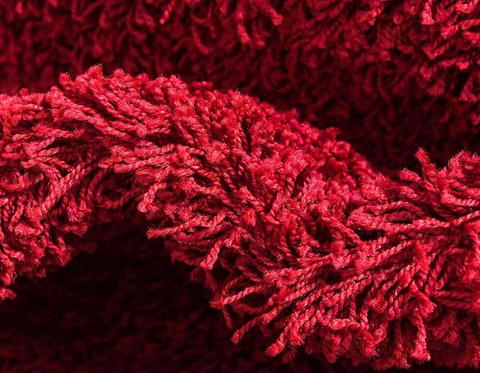 Unique Loom Solid Shag Collection Area Rug (2' 6" x 16' 5" Runner, Cherry Red)