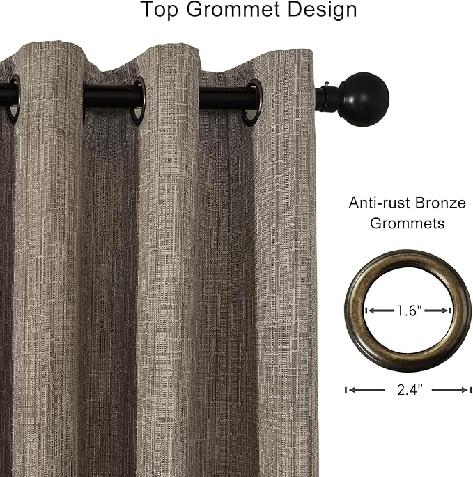 Extra Long Linen Curtains 144 inch Length 2 Panels Thick Faux Linen Blended Window Drapes Burlap Textured Curtains with Grommet for Living Room Farmhouse 12ft (52x144 Dark Coffee) Natural