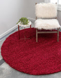 Unique Loom Solid Shag Collection Area Rug (5' 3" Round, Cherry Red)