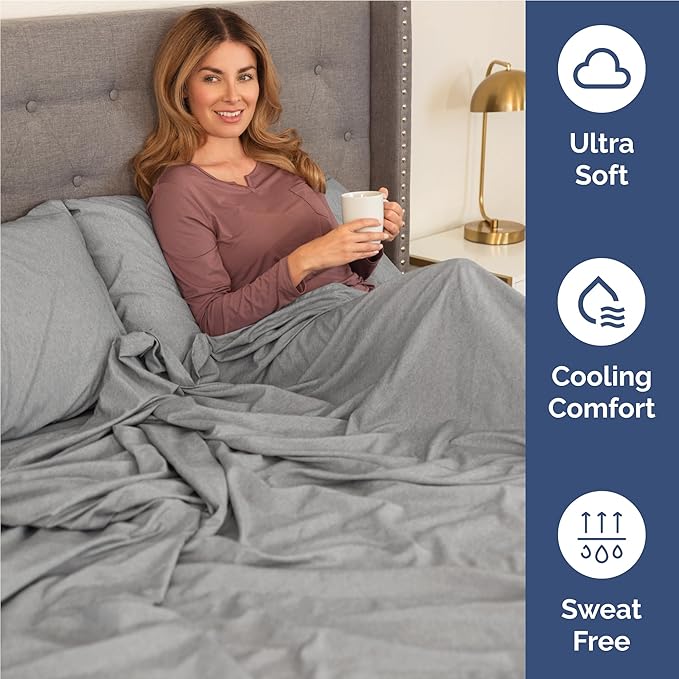 Full 6 Piece Sheet Set - Cooling & Breathable - Hotel Luxury Bedding, Includes Fitted Sheet for Women, Men, Kids and Teens - 1 Flat, 1 Fitted Sheet, 4 Pillowcases with Deep Pockets - Heathered Grey