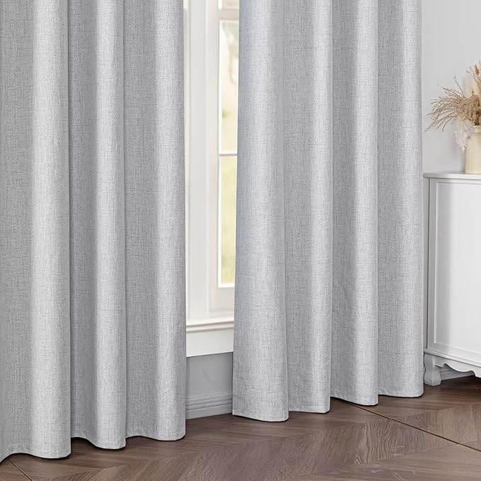 100% Blackout Curtains 72 Inch Length 2 Panels Set, Black Out Curtains for Living Room, Off-White Thermal Insulated Grommet Drapes Bedroom Luxury Decor Privacy(52W × 72L inch, Off-White)