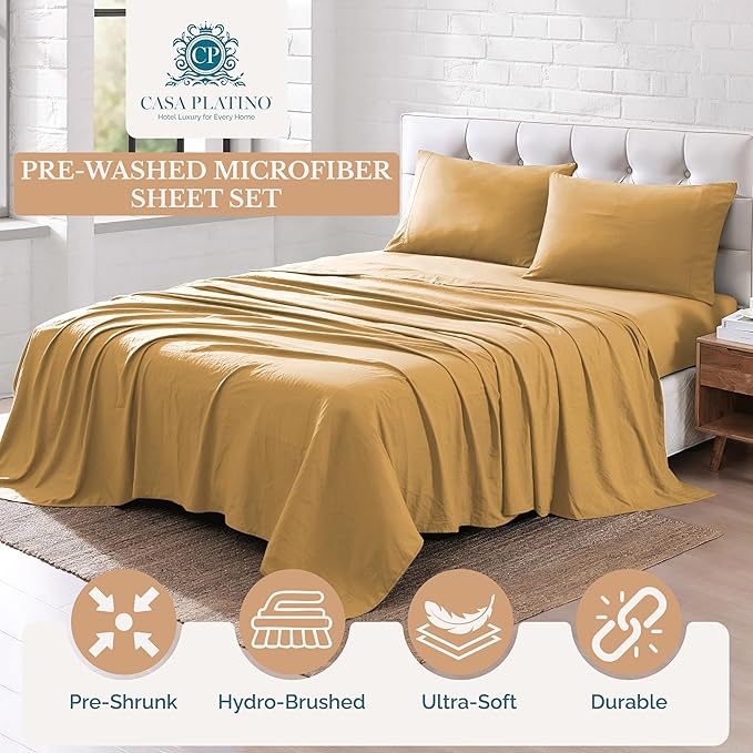 Casa Platino Bedding Sheets & Pillowcases, Breathable Bed Sheet Twin XL Size, Pre-Washed Ultra Soft & Cozy Brushed Microfiber, Cooling Twin XL Sheets, Deep Pocket Sheet Set – Cocoon