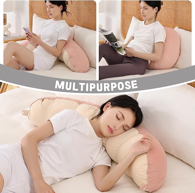 Peallow(Pat. Pend) – Long Round Body Pillow for Adults, Bolster Pillow for Sleeping, Soft and Supportive Pillow for Sleeping & Lumbar Support(Blush Pink,59")