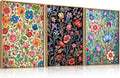 LHIUEM Large Vintage Botanical Flower Framed Canvas Wall Art,Abstract Colorful Wildflower Wall Decor,Rustic Bouquet Wall Painting,Poster Artwork for Living Room,Bedroom,Dining Room,Office -16"x24"x3