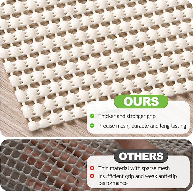 Songrey Non-Slip Rug Pad Round 6 FT, Extra Thick Carpet Pads for Hard Surfaces, Prevents Sliding and Secures Rugs, Provides Floor Protection with Comfort Cushioning