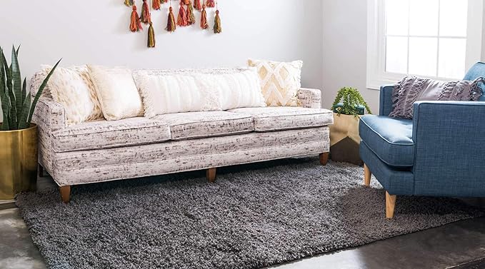 Unique Loom Solid Shag Collection Area Rug (3' 3" x 5' 3" Rectangle, Graphite Gray)