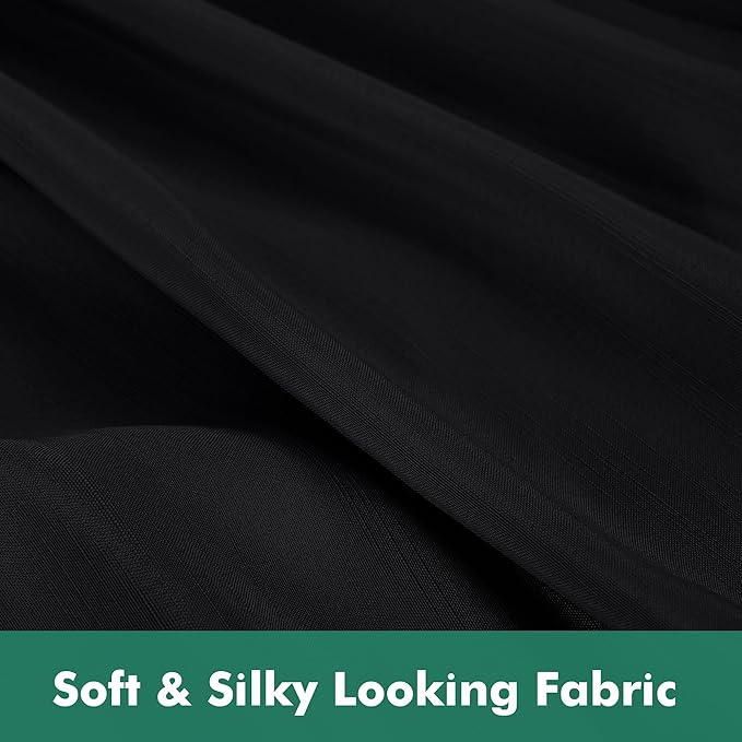 Biscaynebay Wrap Around Bed Skirts with Split Corners for King Beds 16" Drop, Black Elastic Dust Ruffles Adjustable Easy Fit Wrinkle & Fade Resistant Silky Luxurious Fabric Machine Washable