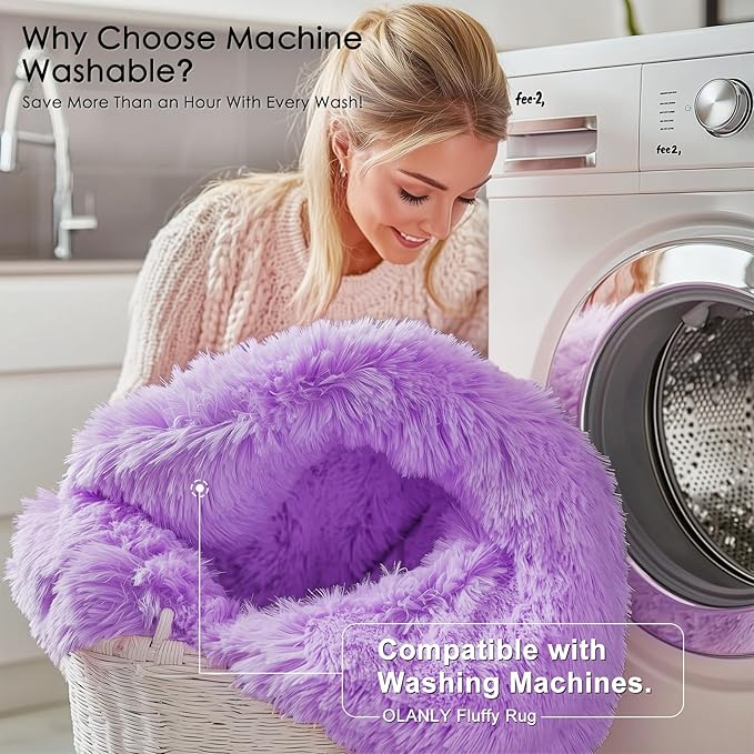 OLANLY 2x6 Machine Washable Runner Rugs for Hallway, Soft Fluffy Shaggy Bedside Rugs for Bedroom, Living Room, Indoor Floor Carpet for Kids Girls and Boys, Nursery Rooms, Home Decor Aesthetic, Purple