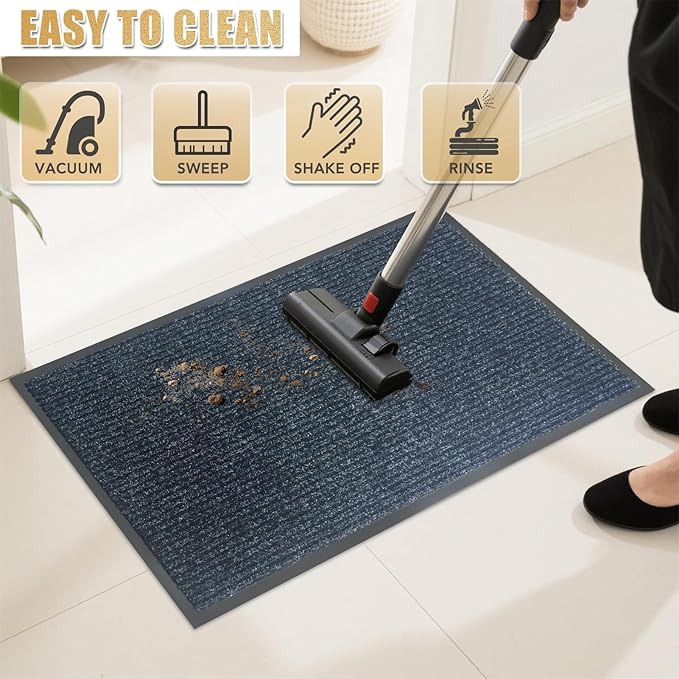 Front Door Mat,3'x6'Indoor Outdoor Door Mat,Heavy Duty Durable Welcome,Commercial Floor Mats Inside Outside Entrance, Waterproof All-Season, All-Weather Non Slip Backing Doormat for Entryway,Black