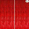 GOER 3.2 ft x 8.2 ft Metallic Tinsel Foil Fringe Curtains,Party Streamer Backdrop for Birthday,Graduation Decorations and New Year Eve (2 Packs,Red)