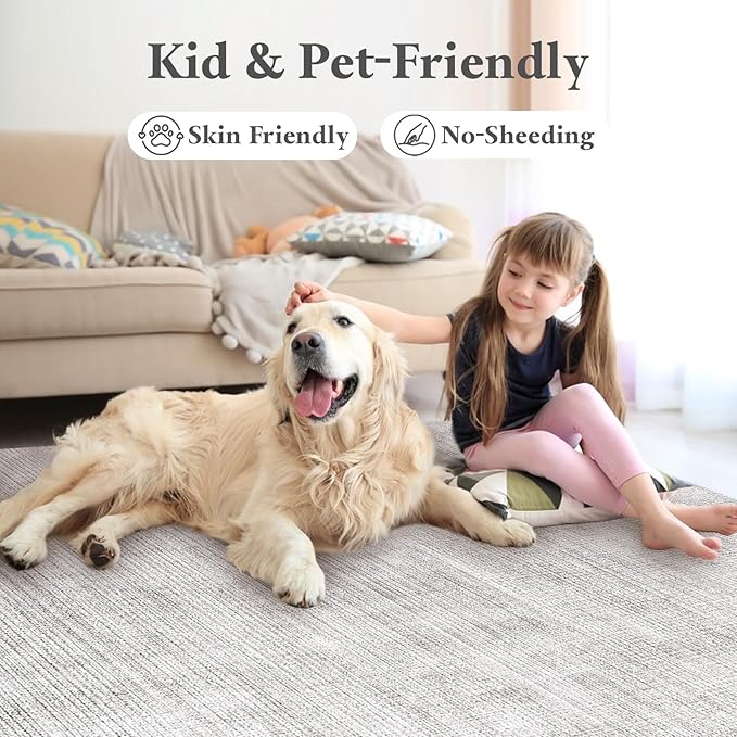 Area Rugs 6x9, Machine Washable Modern Soft Rugs for Living Room Floor Non-Slip Carpet for Nursery Bedroom Indoor Home Office Light Grey 6x9