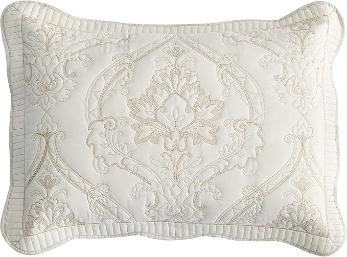 CHIXIN Microfiber King Pillow Shams Set of 2 - Quilted Decorative Pillow Covers - Ivory-Yellow - Size (20" x 36")