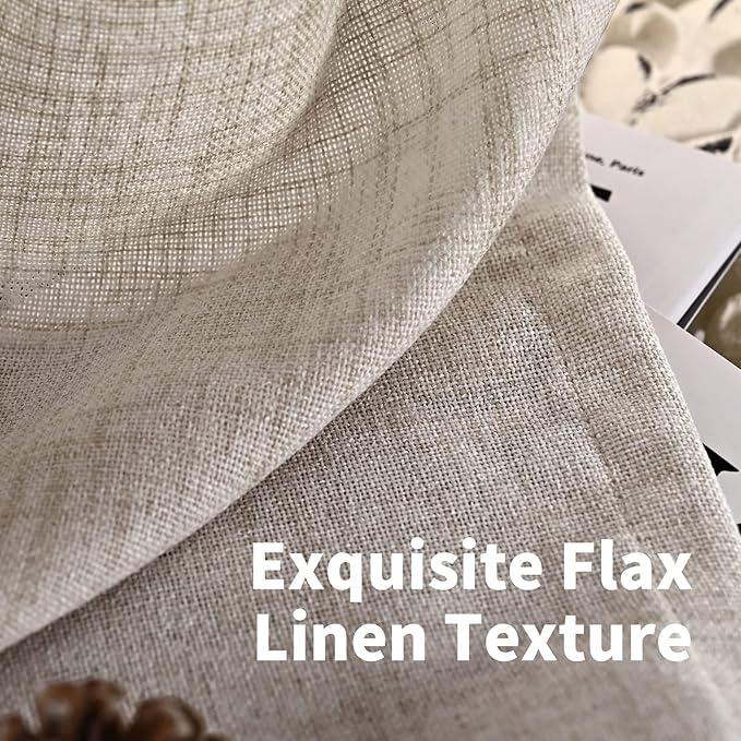 YoungsTex Natural Linen Curtains 38 Inch Width for Window Light Filtering Curtain Drapes 63 Inch Length with Bronze Grommet Privacy for Short Living Room Bedroom, 2 Panels