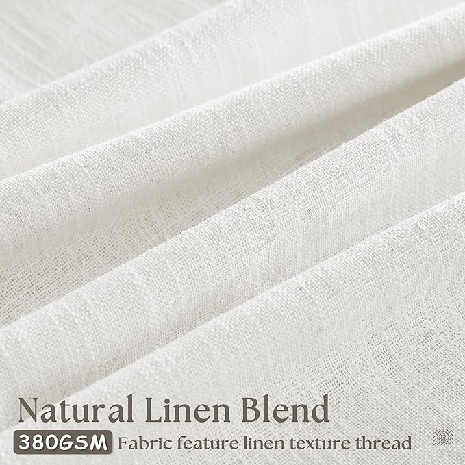 Beige White Pinch Pleated Extra Wide Curtain Panels 90 Inches Long 100 Wide Linen Curtain for Sliding Glass Door Semi Sheer Hooks Rings Privacy 90 Inch Length Drape for Living Room 100x90 1 Panel