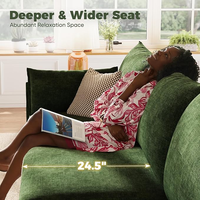 ABCASA 136.4" Oversized Modular Sectional Sleeper Sofa Bed, U Shaped Convertible Couch with Movable Ottoman, Large 8 Seat Corner Couches for Living Room Deep Seat Green Chenille