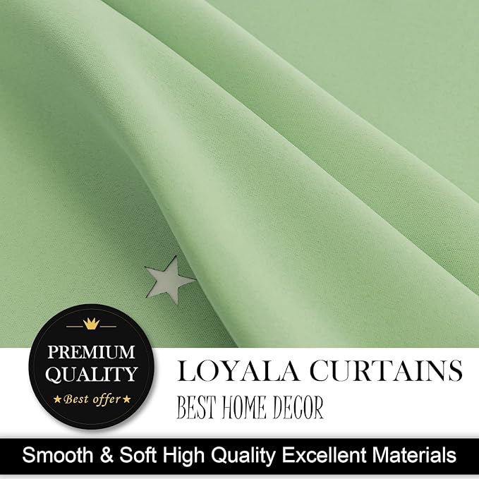 Stars Double Layer Blackout Curtains for Bedroom Kids, Cute, 108 Inches Long, 2 Panels Set, Green