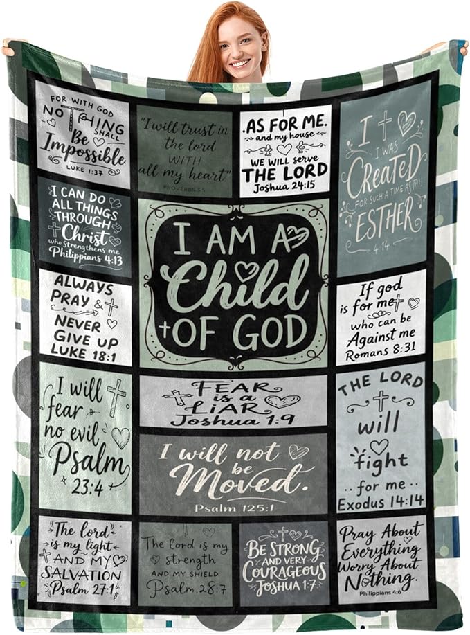 Christian Throw Blanket for Couch, Inspirational Gift for Women, Soft Plush Flannel Blanket, 50"x 60" Thoughts and Prayers Blankets for Bedroom Sofa Living Room Christmas Halloween Decoration