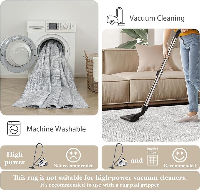 8 x 10 Area Rugs for Living Room, Machine Washable Modern Soft Rugs Gray Carpet for Bedroom Floor Non-Slip Kitchen Rug Indoor Corridor Home Office | Light Grey