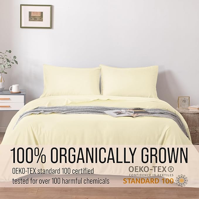 Bella Coterie Luxury Bamboo Viscose Twin Size Sheet Set | 100% Organically Grown | Ultra Soft | Cooling for Hot Sleepers | 18" Deep Pocket [Lemonade]