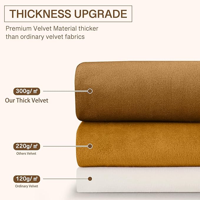 StangH Brown Velvet Curtains 94 inches Luxurious Thermal Insulated Noise Reducing Drapes for Living Room Bedroom, Soft Elegant Home Decor, W52 x L94, 2 Panels
