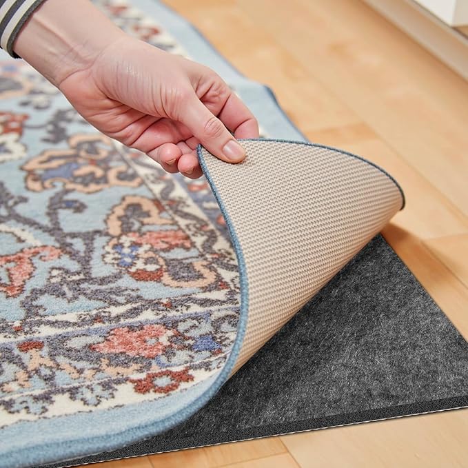 Waterproof Rug Pad, Thick 5x8 Ft Under Area Rug Carpet Pad, Non Slip Rug Pads for All Floors and Hardwood Floors Finishes, Keep Carpets in Place Soft and Prevent Rug from Wrinkling or Buckling