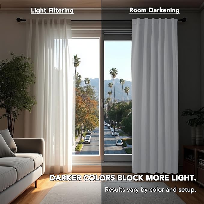 Deconovo Blackout Curtains, Thermal Insulated, W42 x L72 2 Panels, Back Tab, Machine Washable, Room-Darkening Drapes for Bedroom/Living Room Pure White