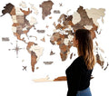 Handmade 3D Wood World Map Wall Art Large Wall Decor Track Your World Travels - Special for Home, Kitchen and Office (Medium, Multicolor)