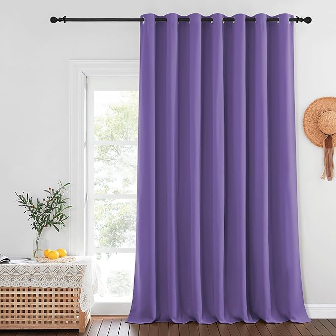 NICETOWN Patio Door Curtain Sound Blocking, Bedroom Privacy Room Divider Curtain, Thermal Insulated Blackout Closet Sliding Door Shade (1 Panel, 100" Wide x 120" Long, Lilac Purple)