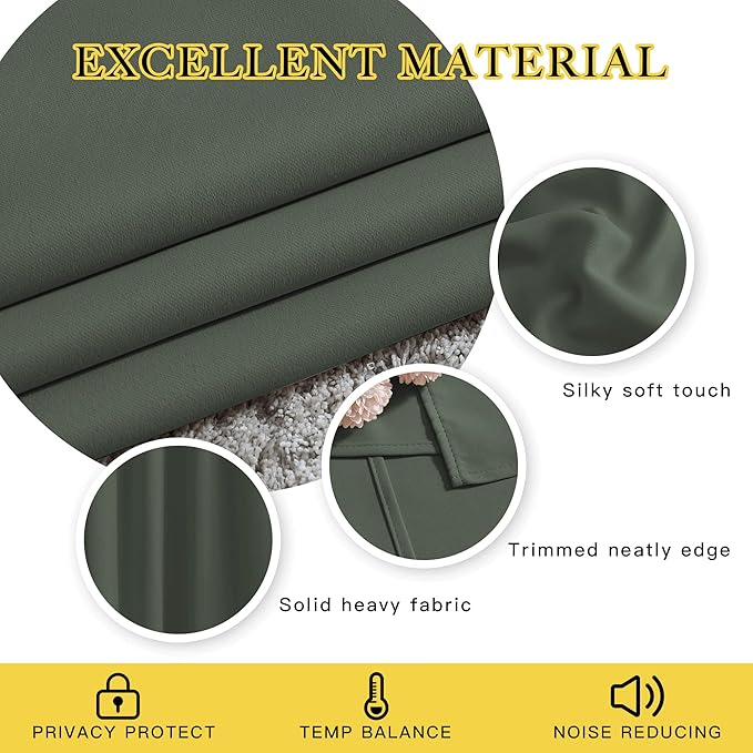 NICETOWN Privacy Blackout Doorway 80 inch Curtains, Grommet Light Blocking Window Treatments Thermal Drapes for Bedroom/Living Room, W46 x L80, 2 Panels, Dark Mallard