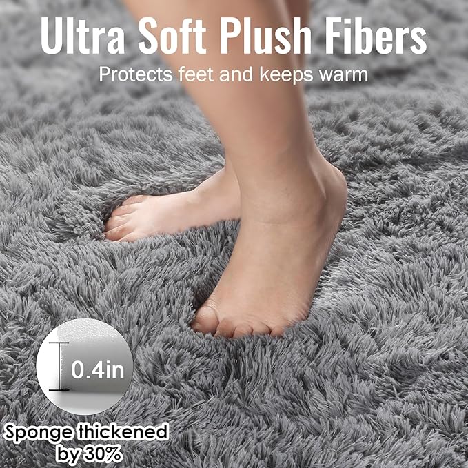 PAGISOFE Plush Machine Washable Area Rugs for Living Room 6x9 Grey, Soft Shaggy Rugs Carpets Fluffy Rugs for Boys Bedroom Kids Room, Shag Plush Rug for Teen Dorm Decor, Home Decor Aesthetic, Nursery