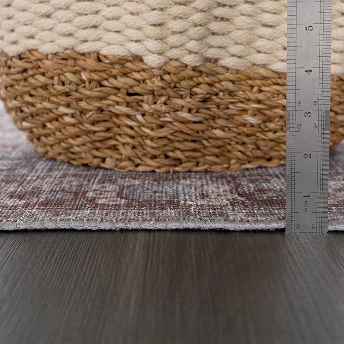 Bloom Rugs Washable 5' x 7' Rug - Brown/Dark Gray Traditional Area Rug for Living Room, Bedroom, Dining Room, and Kitchen - Exact Size: 5' x 7'