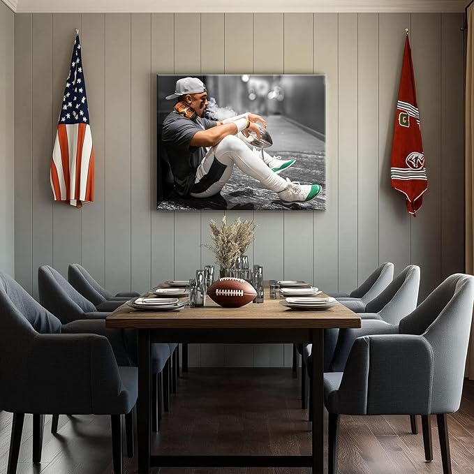B.B.F MAKE 2025 Super Canvas Bowl Wall Art Champions Eagles Poster Print Philadelphia Hurts Painting Canvas Wall Decor Sports Star Picture Modern Bedroom Living Room Home Decoration, Framed 24x30inch