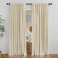 RYB Home Light Beige Velvet Curtains 96 inches Long - Super Soft Bedroom Window Curtains & Drapes Energy Efficiency Boho Decor for Living Room Bay Window, W62 x L96, 2 Panels
