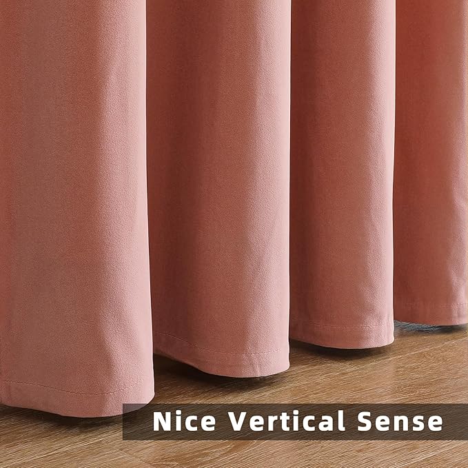 Joydeco Pink Velvet Curtains 120 inch Length 2 Panels, Luxury Blackout Rod Pocket Thermal Insulated Window Curtains, Super Soft Room Darkening Drapes for Living Dining Room Bedroom,W52 x L120 inches
