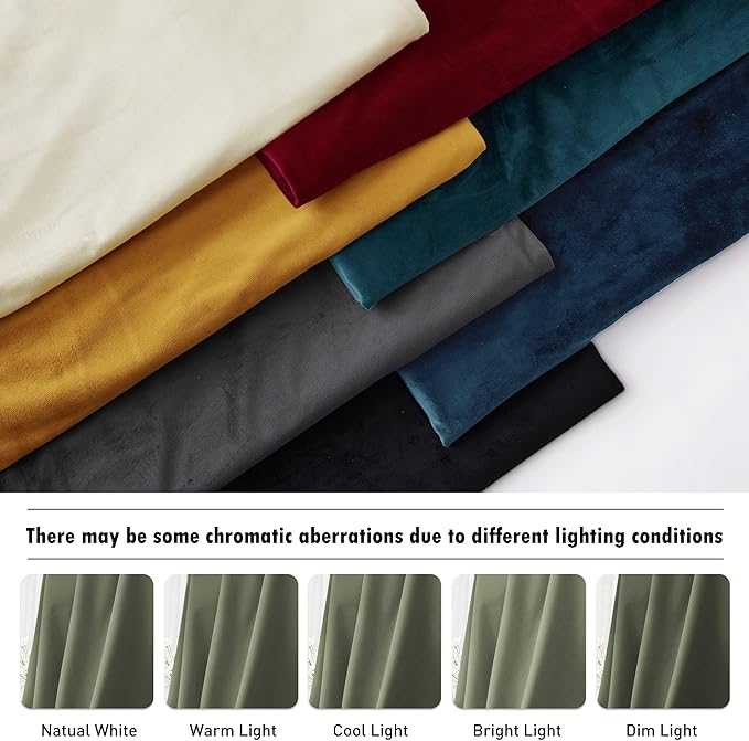 RYB HOME Plush Velvet Curtains, Heavy Duty Back Tab Decorative Window Drapes Privacy Room Darkening Covering for Living Room Playroom, Sage Green, W52 x L90 inches, Set of 2 Panels
