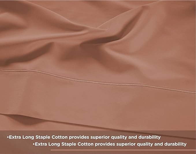 LANE LINEN Bed Sheets Queen Size – Premium 600 Thread Count Long-Staple 100% Cotton Sheets Queen Size Set, Hotel Luxury Soft & Cool Sateen Finish, Fully Elasticized 15" Deep Pocket – Rose Dawn